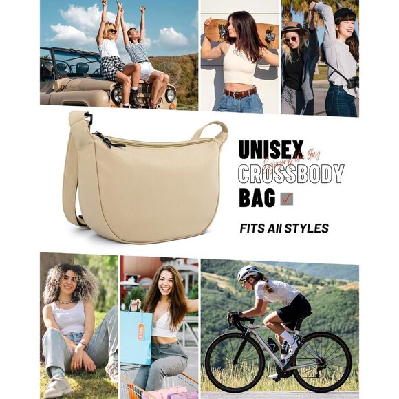 Women Khaki Imported Polyester Crossbody Lightweight Crescent Trendy Sling Bag - Picture 6 of 7